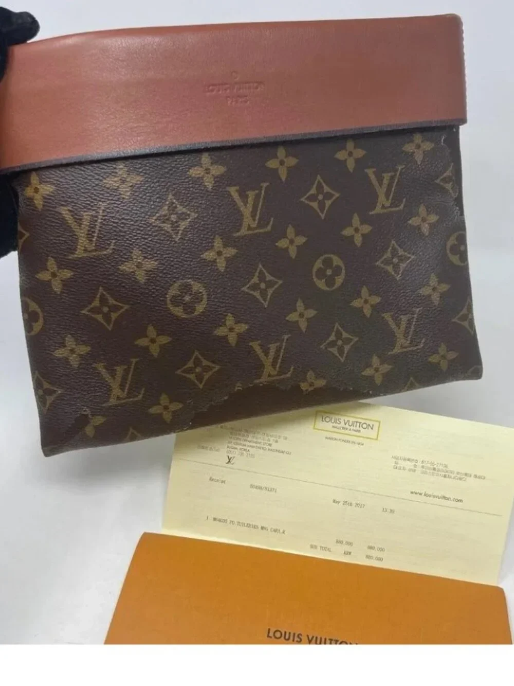 LOUIS VUITTON Pochette Tuileries Monogram Caramel Rouge
